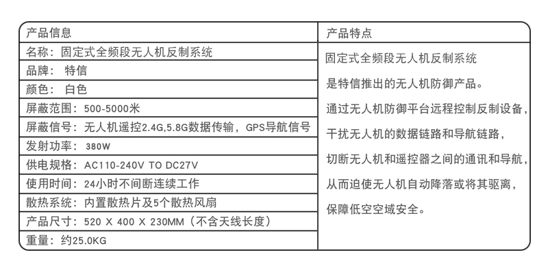 固定式無人機反制設備產品詳情3