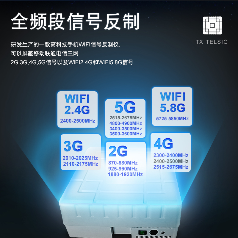 WIFI手機(jī)信號5G信號屏蔽器 固定式多頻段大功率高增益屏蔽器